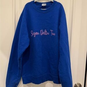 Blue Sigma Delta Tau (SDT) Crewneck Sweater